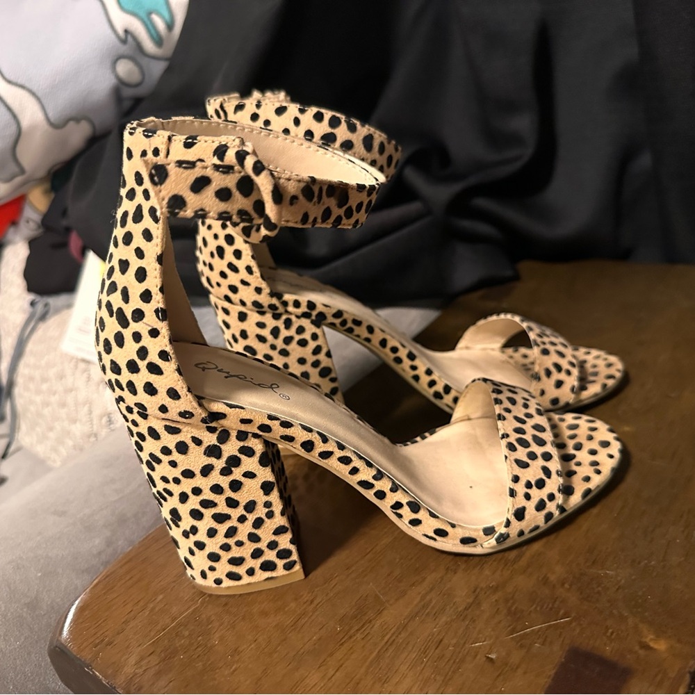 Leopard Print Block Heel Sandals